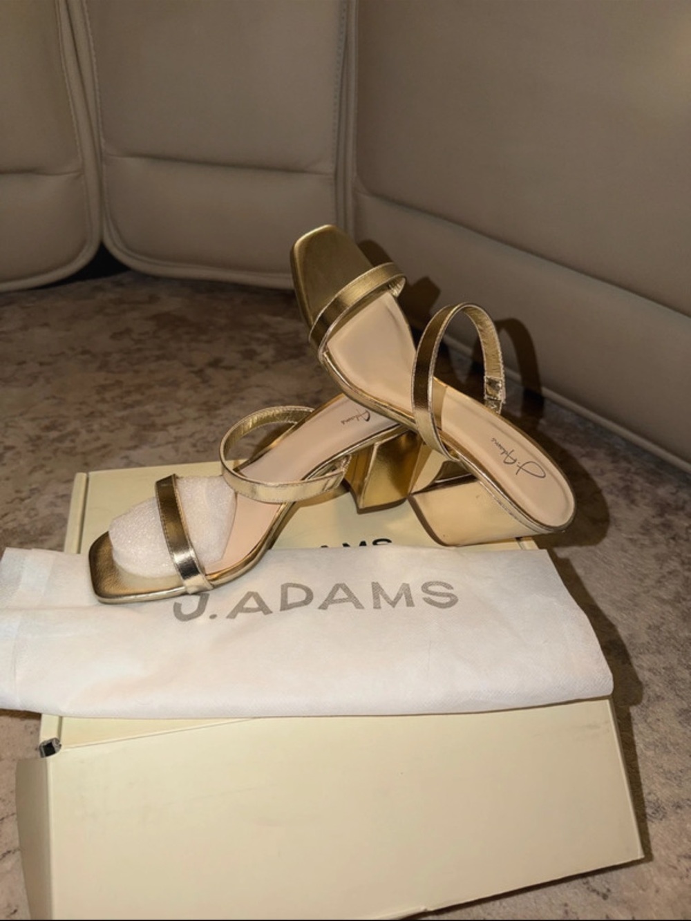 J. Adams Women's Gold “Stormi” Block Heel Sandals